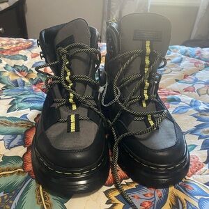 Dr. Martens Boury Utility Combat Boots Lace Up Black Gray Men 6/ Women 7 NWOB